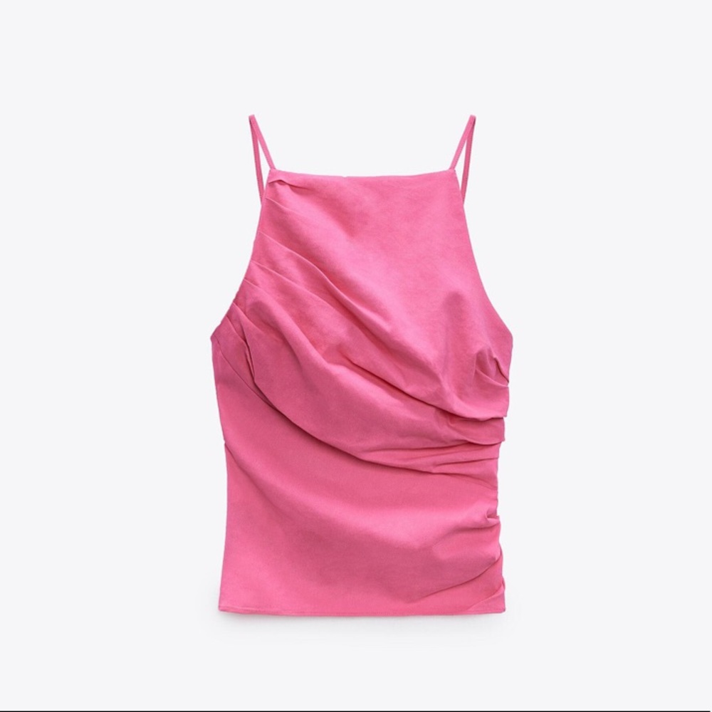 Zara linen top. Size: Medium. Color: pink